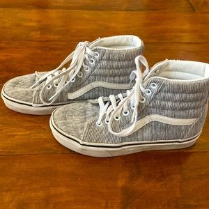 Women’s size 5.5 High Top Vans Gray and white stripe